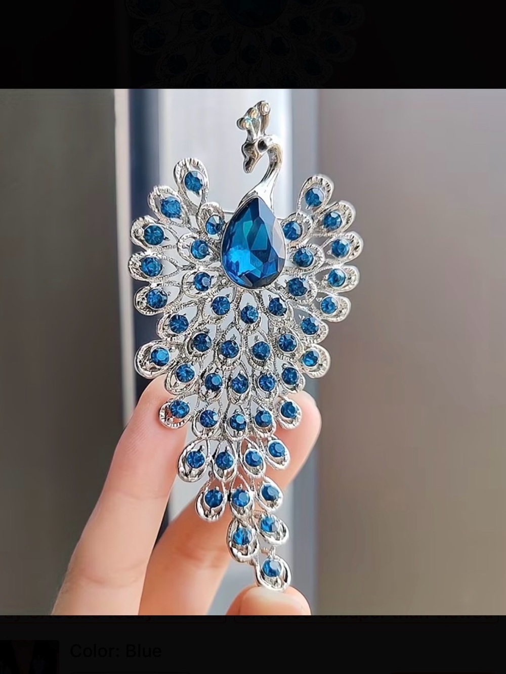 ⭐️ Blue Peacock Crystal Brooch NWT
